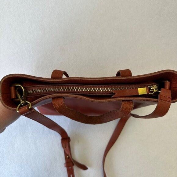 Madewell Leather Transport Tote Crossbody Zip Top Small Cognac English Saddle - Picture 11 of 15